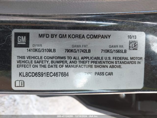 KL8CD6S91EC467684 Chevrolet Spark 1lt Auto