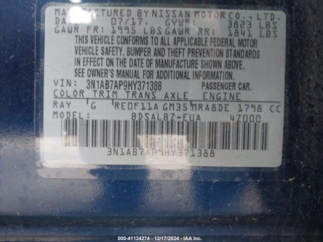 3N1AB7AP9HY371388 Nissan SENTRA S