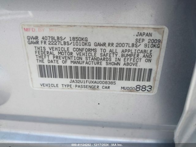 2010 MITSUBISHI LANCER JA32U1FUXAU008385 Photo 8