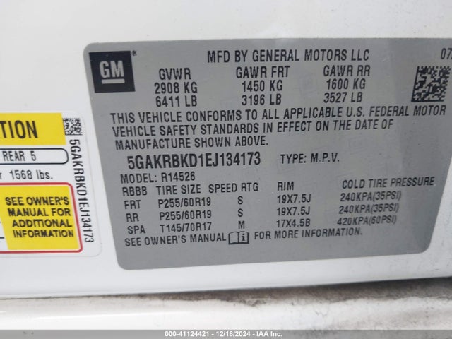 Buick Enclave Leather 2014 5GAKRBKD1EJ134173 Image 9