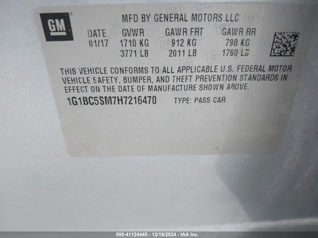 Chevrolet Cruze Ls Auto 2017 1G1BC5SM7H7216470 Image 9