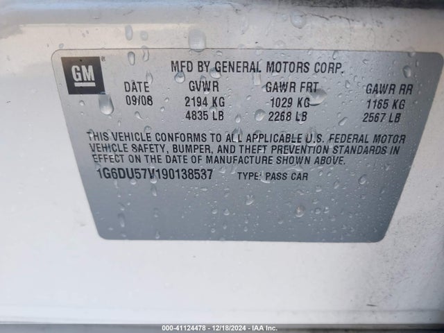 2009 CADILLAC CTS 1G6DU57V190138537 Photo 8