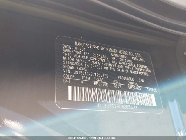 JN1BJ1CV9LW265622 Nissan Rogue Sport Sv Fwd Xtronic Cvt