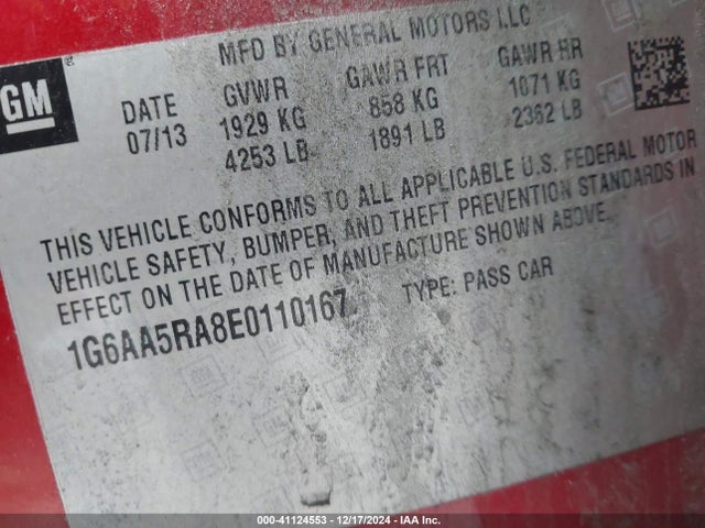 1G6AA5RA8E0110167 Cadillac Ats Standard