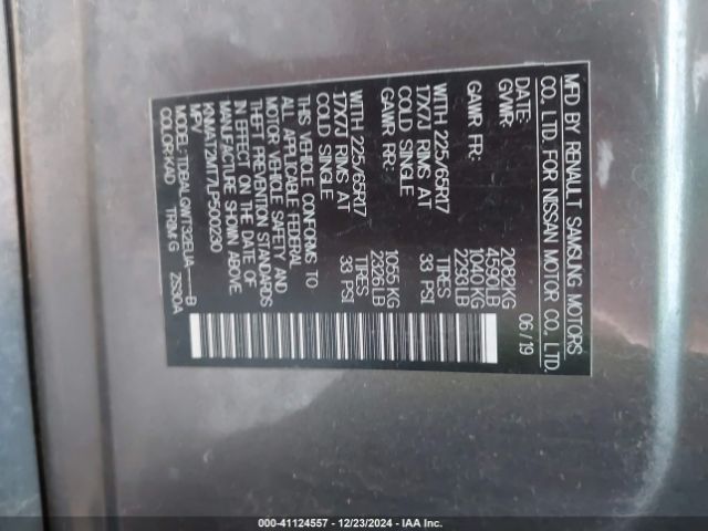 KNMAT2MT7LP500230 Nissan Rogue Sv Fwd