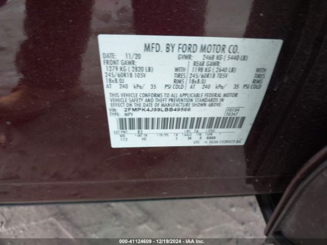 2FMPK4J99LBB49566 Ford EDGE SEL