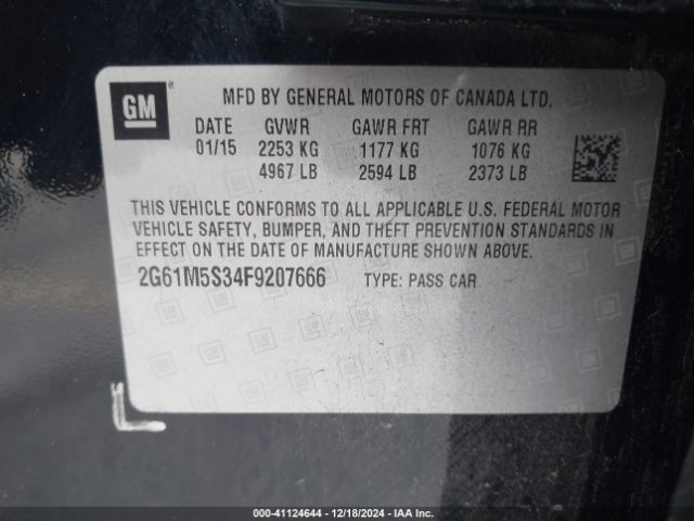 2G61M5S34F9207666 Cadillac XTS LUXURY