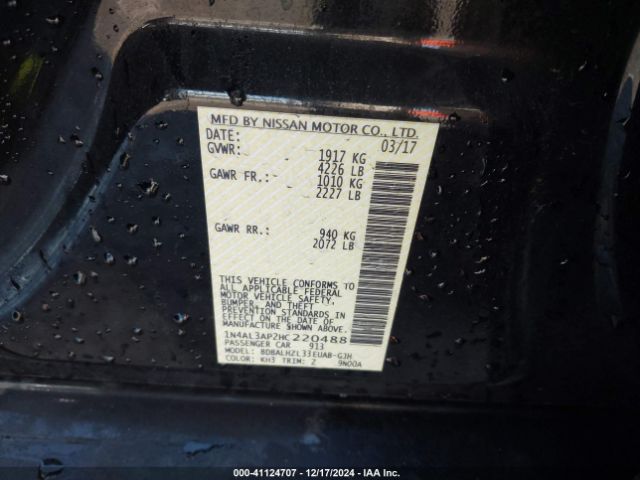 1N4AL3AP2HC220488 Nissan Altima 2.5 Sr