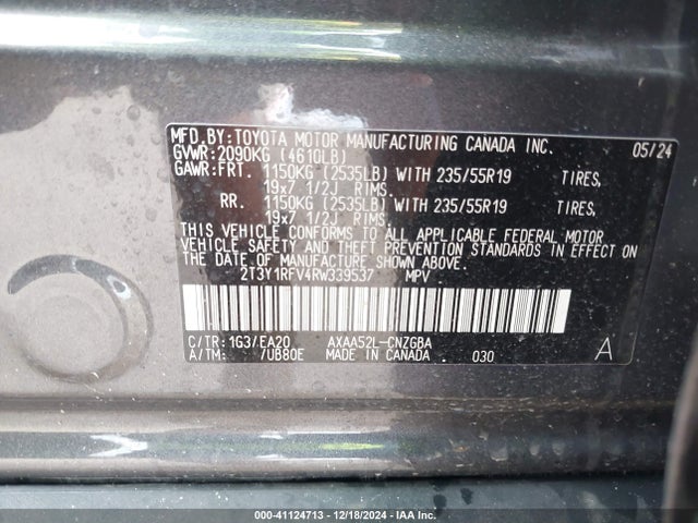 2T3Y1RFV4RW339537 Toyota Rav4 Limited