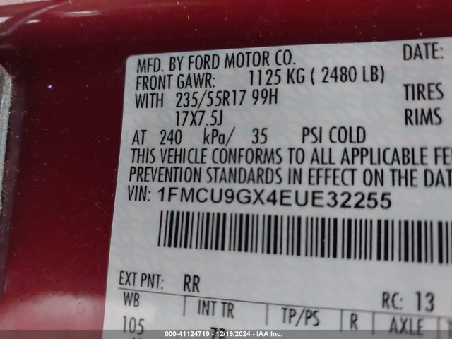 Ford ESCAPE SE 2014 1FMCU9GX4EUE32255 Image 9
