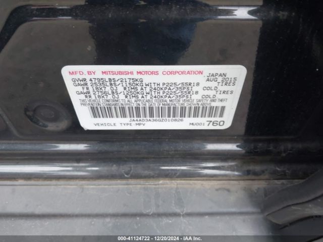 2016 MITSUBISHI OUTLANDER JA4AD3A36GZ010826 Photo 8