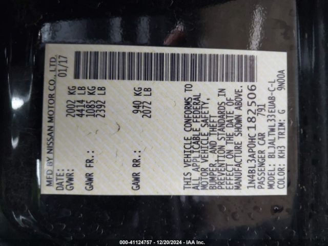 1N4BL3AP0HC182506 Nissan Altima 3.5 Sl