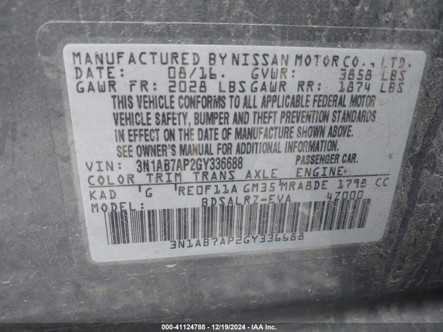 3N1AB7AP2GY336688 Nissan SENTRA SR