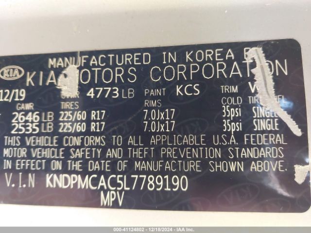 2020 KIA SPORTAGE KNDPMCAC5L7789190 Photo 8