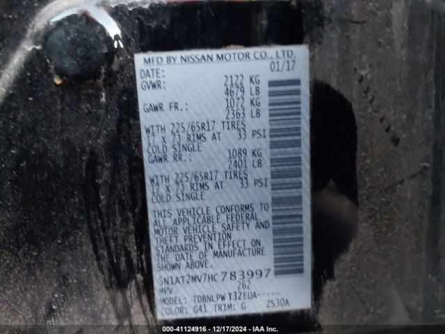 5N1AT2MV7HC783997 Nissan ROGUE S