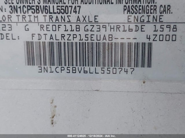 Nissan Kicks S Xtronic Cvt 2020 3N1CP5BV6LL550747 Image 9