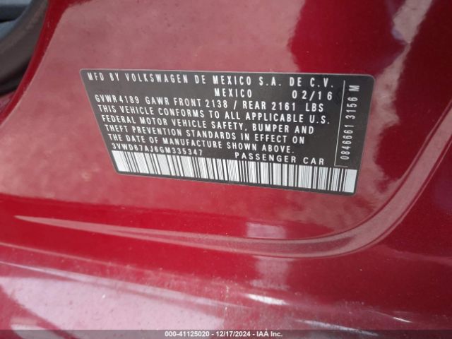 3VWD67AJ6GM335347 Volkswagen Jetta 1.4t Se