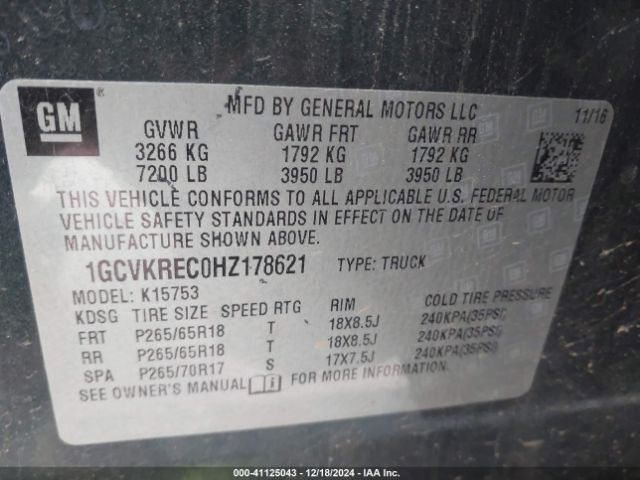 1GCVKREC0HZ178621 Chevrolet Silverado 1500 2lt