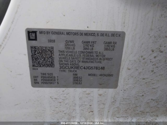 3GCUKREC4JG578148 Chevrolet Silverado 1500 2lt
