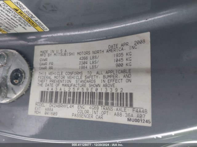 2009 MITSUBISHI ECLIPSE SPYDER 4A3AL25F59E013392 Photo 8