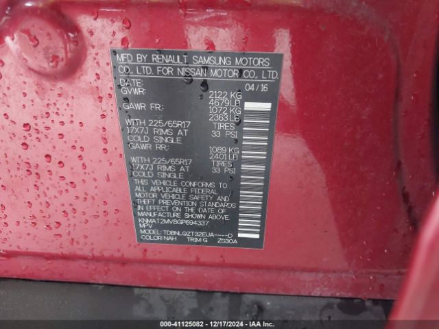 KNMAT2MV8GP694337 Nissan ROGUE SV