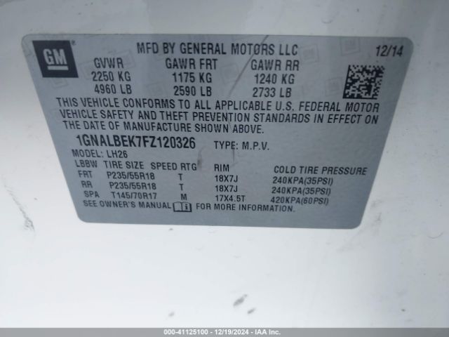 1GNALBEK7FZ120326 Chevrolet EQUINOX 1LT