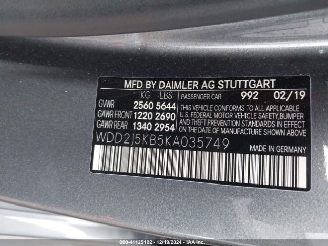 WDD2J5KB5KA035749 Mercedes-Benz Cls 450 4matic