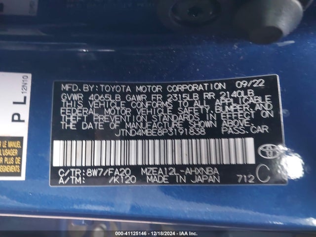 Toyota COROLLA SE 2023 JTND4MBE8P3191838 Image 9