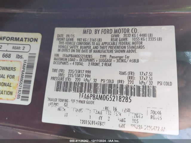 Ford Mustang V6 2016 1FA6P8AM0G5218285 Image 9