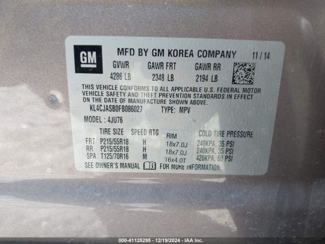 KL4CJASB0FB086027 Buick Encore