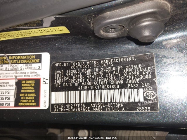 Toyota CAMRY SE 2015 4T1BF1FK1FU064809 Image 9