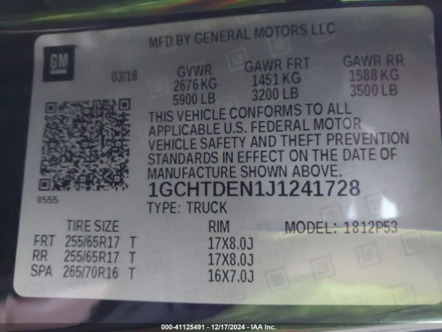 1GCHTDEN1J1241728 Chevrolet Colorado Z71