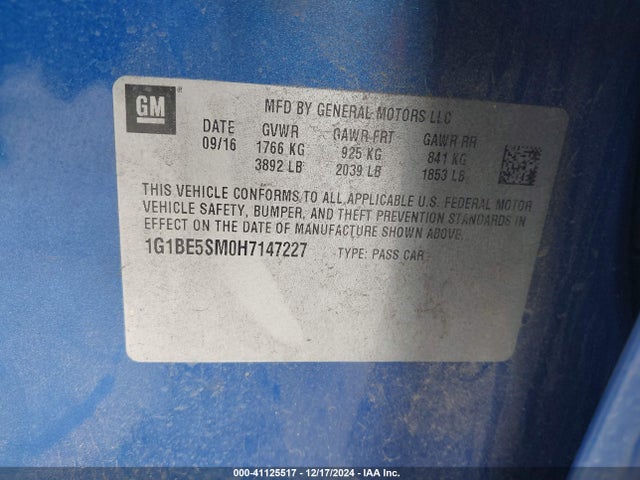 Chevrolet Cruze Lt Auto 2017 1G1BE5SM0H7147227 Image 9