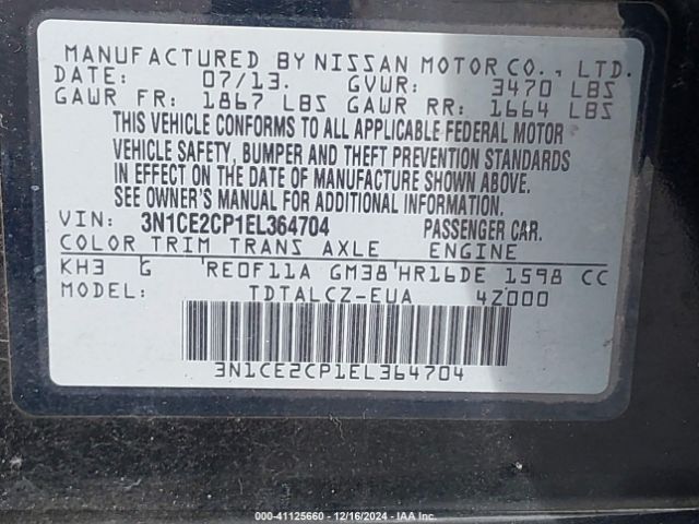 3N1CE2CP1EL364704 Nissan Versa Note S Plus