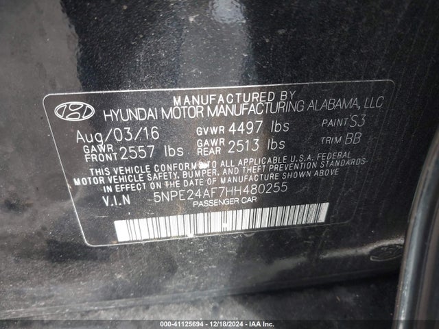 Hyundai SONATA SE 2017 5NPE24AF7HH480255 Image 9