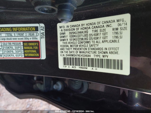 Honda Cr-v Ex-l 2014 2HKRM3H74EH534644 Image 9