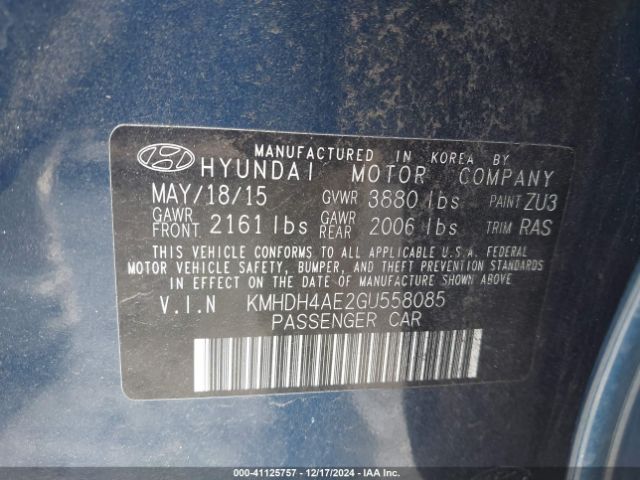KMHDH4AE2GU558085 Hyundai ELANTRA SE