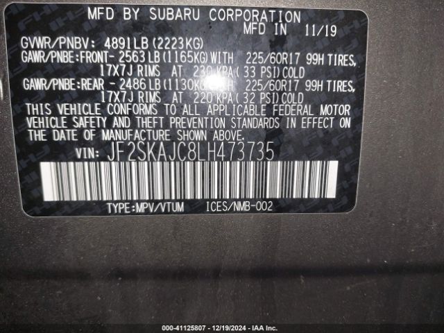 JF2SKAJC8LH473735 Subaru Forester Premium
