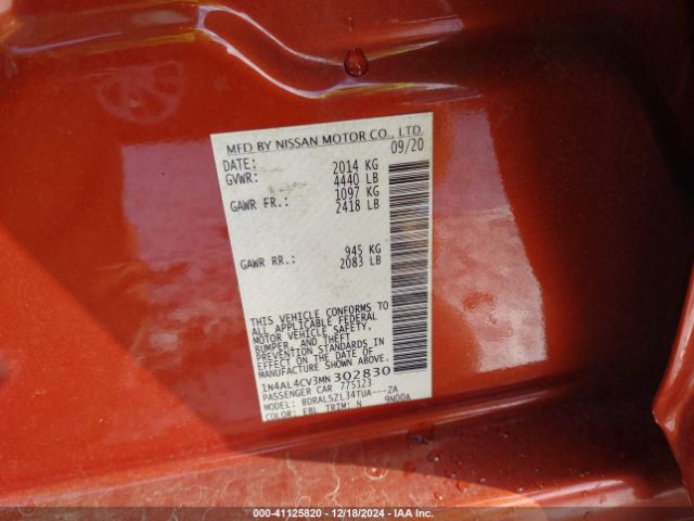 1N4AL4CV3MN302830 Nissan Altima Sr Vc-turbo Fwd