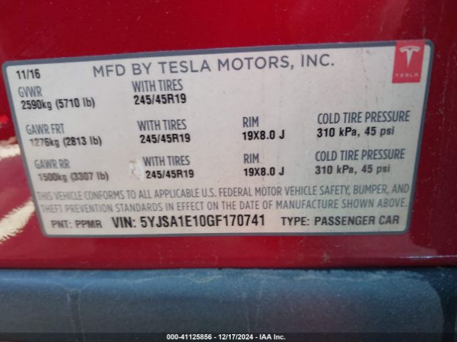 5YJSA1E10GF170741 Tesla Model S 60/70/75/85