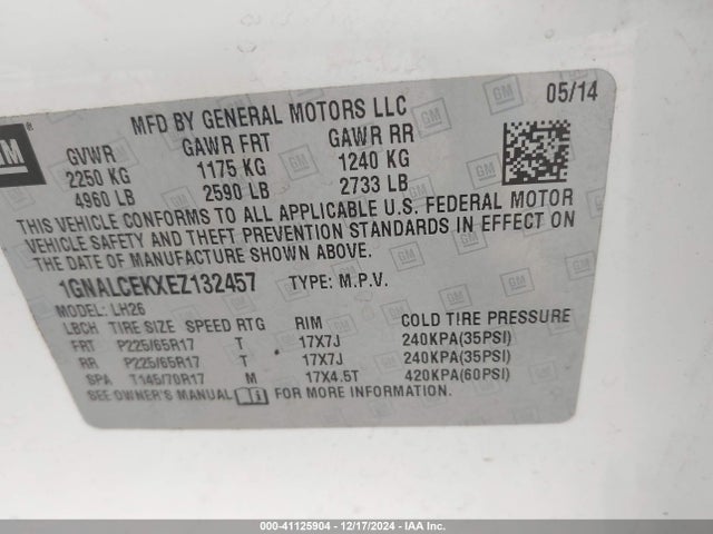 Chevrolet Equinox 2lt 2014 1GNALCEKXEZ132457 Image 9