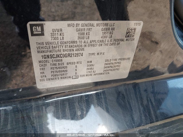 Chevrolet Suburban Ltz 2016 1GNSCJKC9GR212874 Image 9