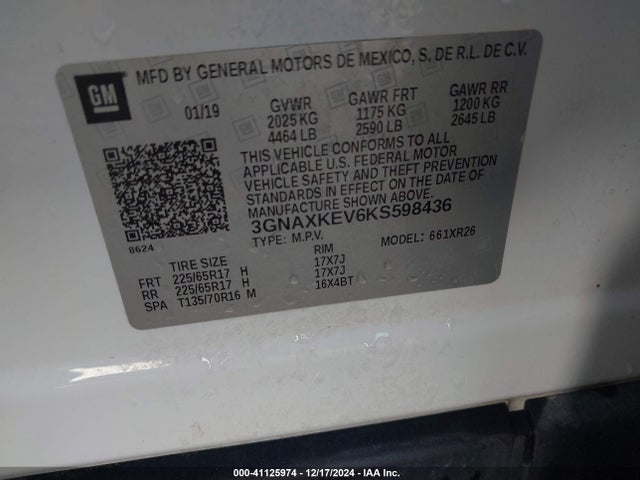 Chevrolet EQUINOX LT 2019 3GNAXKEV6KS598436 Image 9