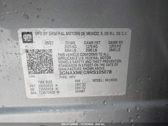 3GNAXMEG9RS105078 Chevrolet Equinox Fwd Rs