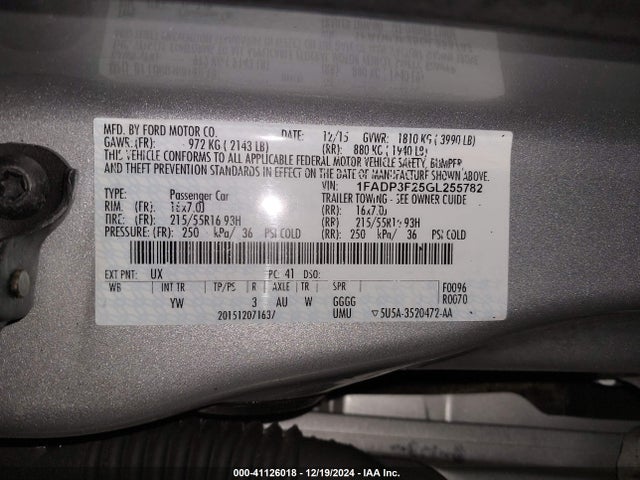 Ford FOCUS SE 2016 1FADP3F25GL255782 Image 9