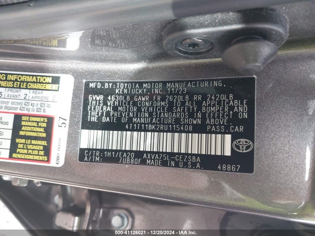 Toyota CAMRY SE 2024 4T1T11BK2RU115408 Image 9