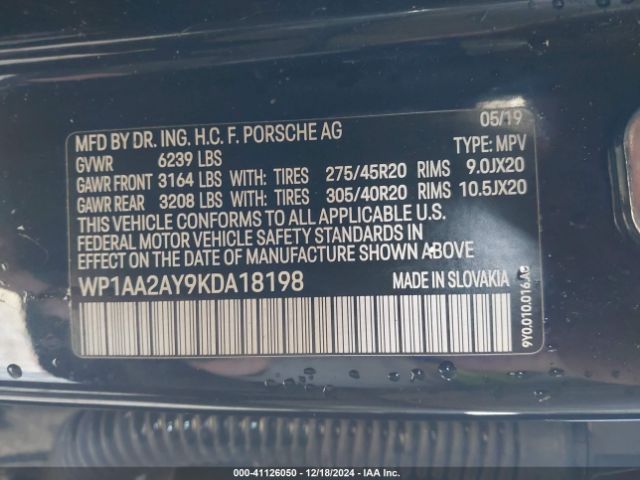 WP1AA2AY9KDA18198 Porsche Cayenne