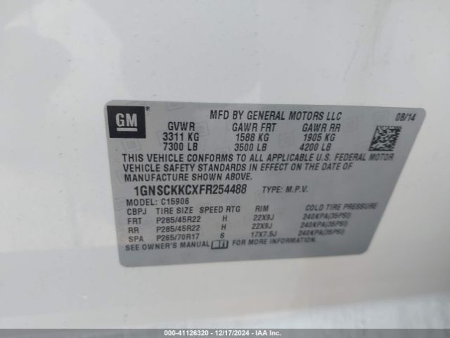 1GNSCKKCXFR254488 Chevrolet Suburban 1500 Ltz