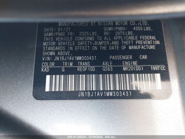 JN1BJ1AV1MW303431 Nissan Rogue Sport S Fwd Xtronic Cvt
