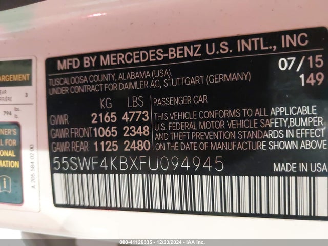 55SWF4KBXFU094945 Mercedes-Benz C 300 4matic/luxury 4matic/sport 4matic